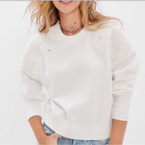 NWT American Eagle Crochet White Sweatshirt-Large